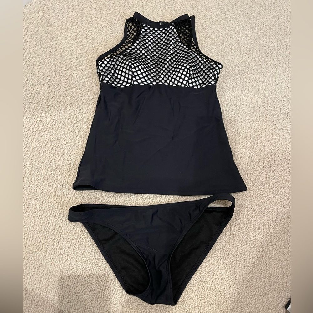 EUC Piha New Zealand Tankini Swimsuit US Sz. 6 Black White